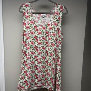 Women's LuLaRoe XL sleeveless round-neck tank top/tunic pullover top, pink/green